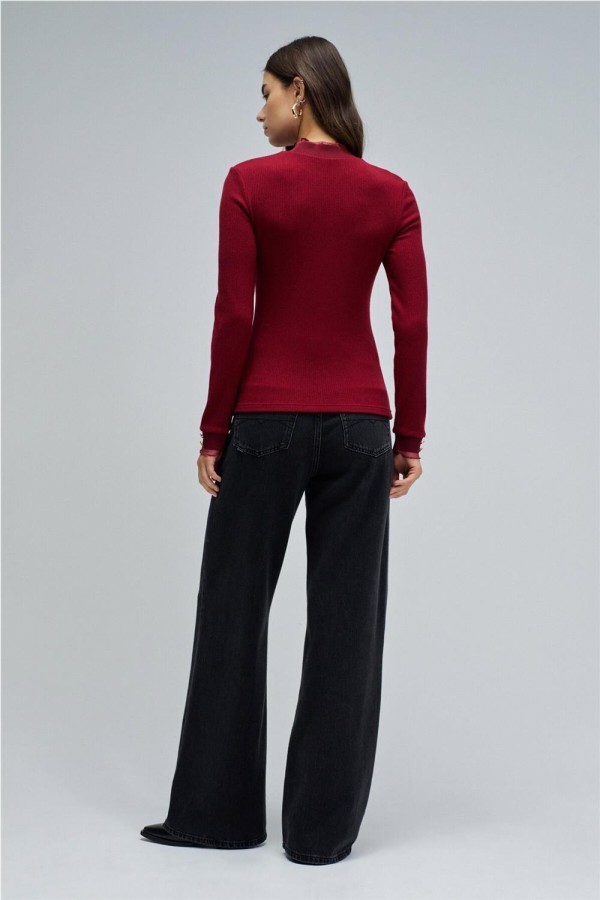 Jersey Salsa de punto con cuello de tul