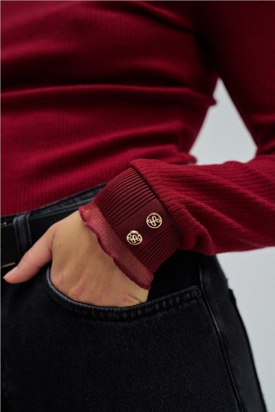 Jersey Salsa de punto con cuello de tul