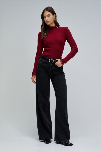 Jersey Salsa de punto con cuello de tul