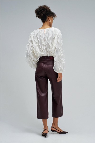 Pantalón Salsa true cropped wide efecto piel