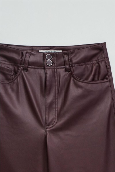 Pantalón Salsa true cropped wide efecto piel
