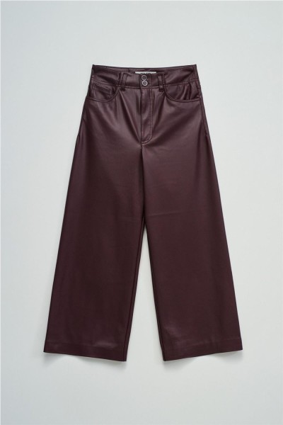 Pantalón Salsa true cropped wide efecto piel