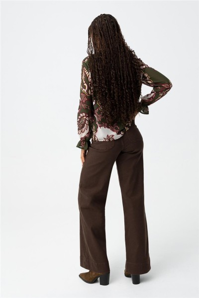 Vaquero Tiffosi wide leg marrón oscuro