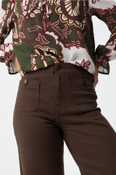 Vaquero Tiffosi wide leg marrón oscuro