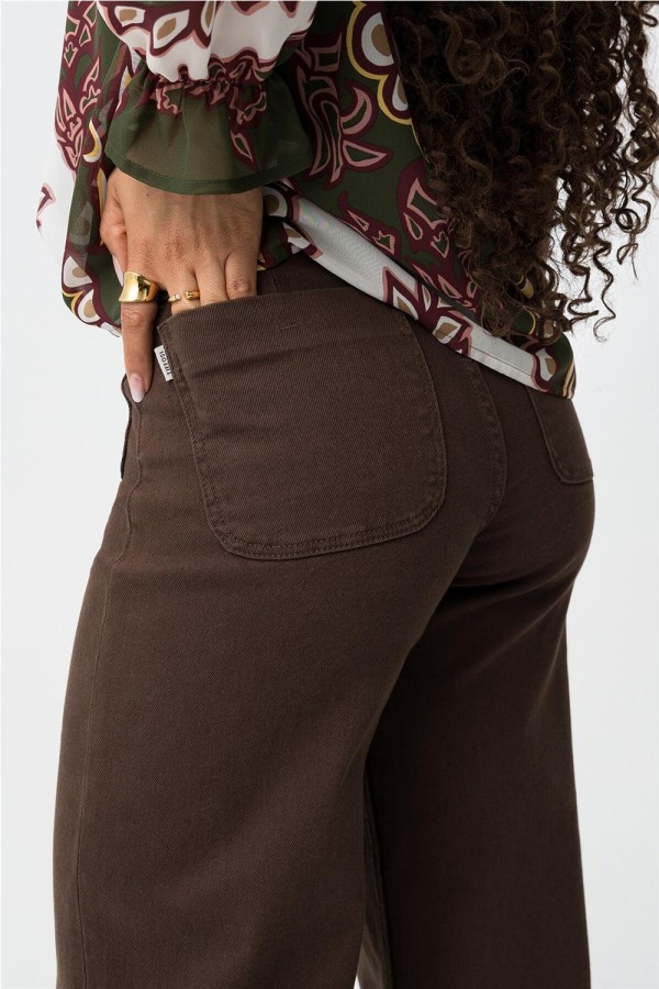 Vaquero Tiffosi wide leg marrón oscuro