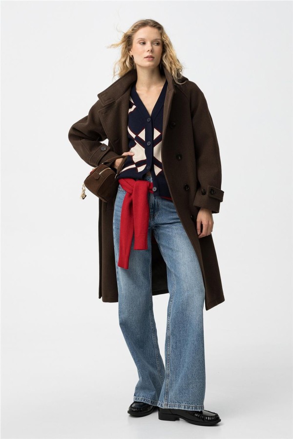 Abrigo Tiffosi largo chocolate