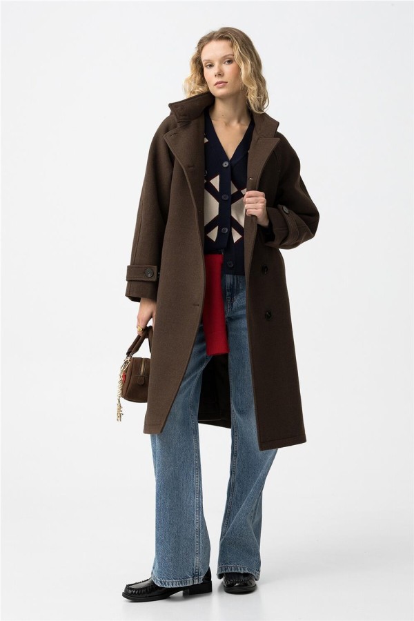 Abrigo Tiffosi largo chocolate 2