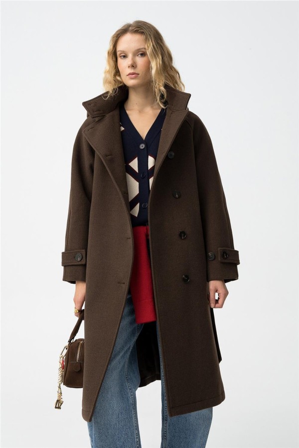 Abrigo Tiffosi largo chocolate