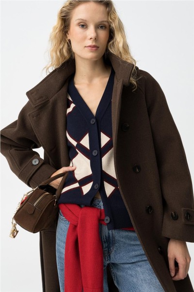 Abrigo Tiffosi largo chocolate