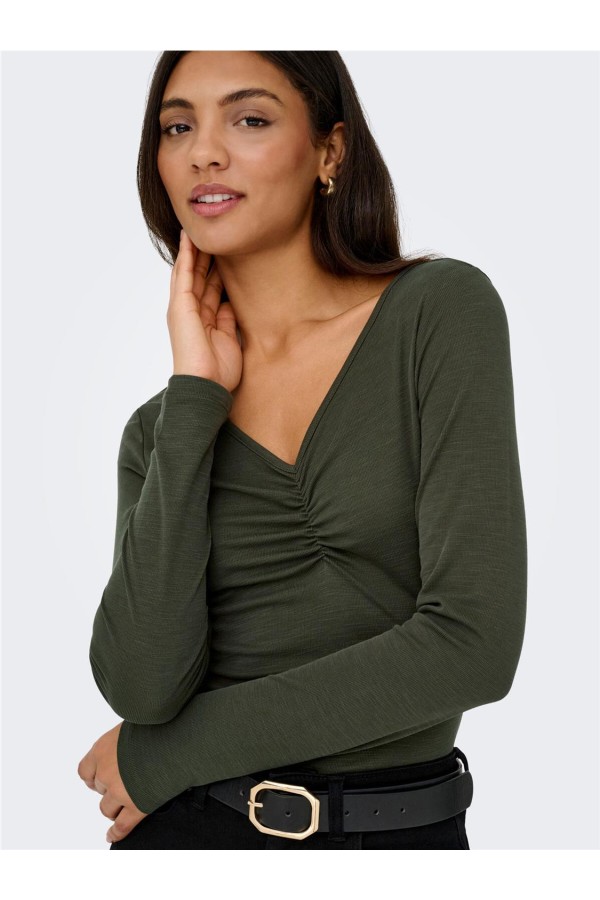 ONLFREE LIFE L/S SLUB  V-NECK
