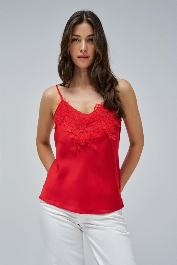 Top satinado Salsa con encaje