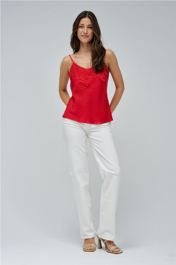 Top satinado Salsa con encaje