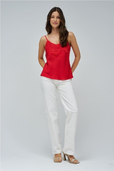 Top satinado Salsa con encaje