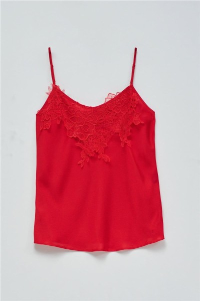 Top satinado Salsa con encaje