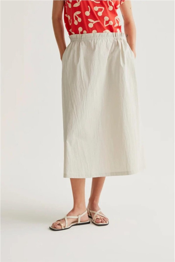 Falda midi blanco roto