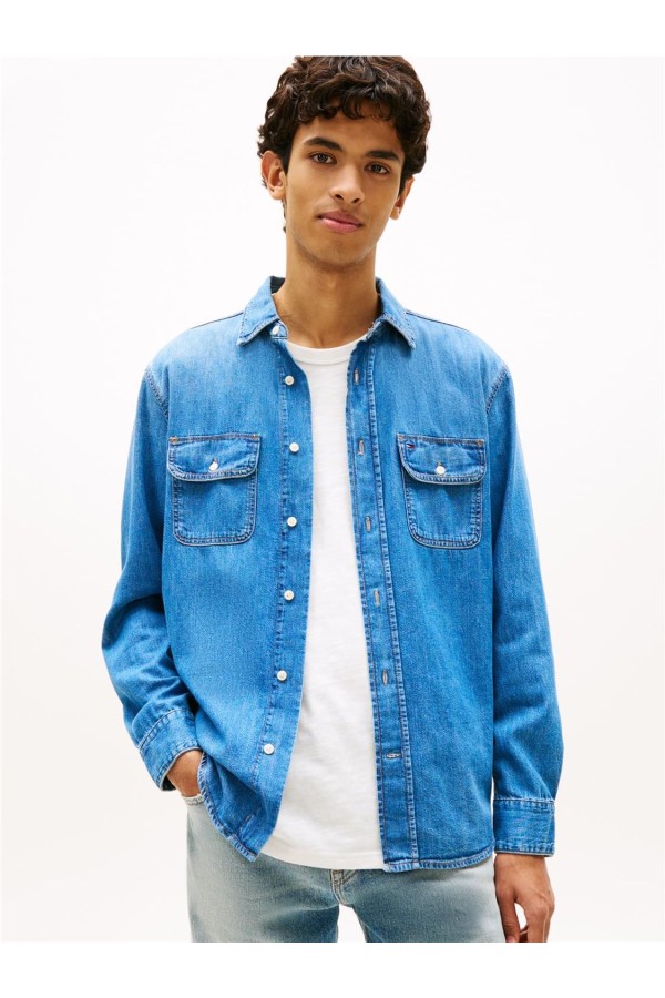 Camisa Tommy Jeans denim relaxed fit