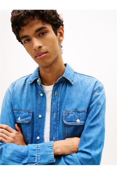 Camisa Tommy Jeans denim relaxed fit