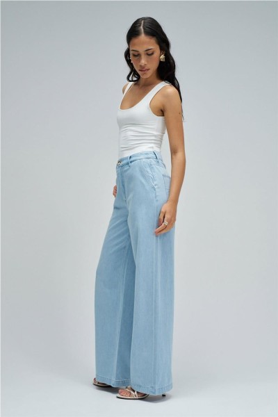 Pantalón Salsa chino wide leg en lightdenim