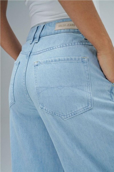 Pantalón Salsa chino wide leg en lightdenim