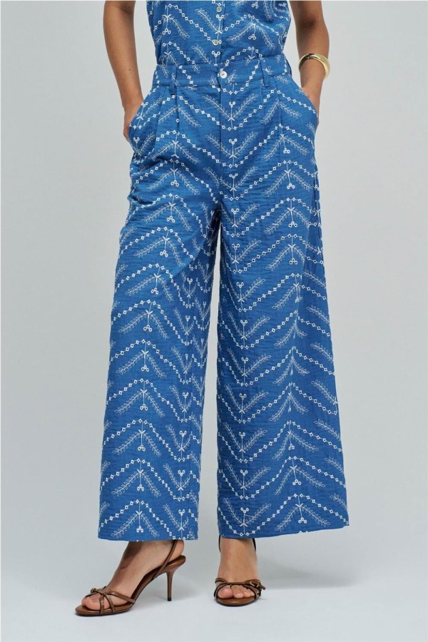 Pantalón Salsa chino cropped wide con...