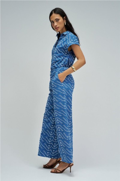 Pantalón Salsa chino cropped wide con bordados