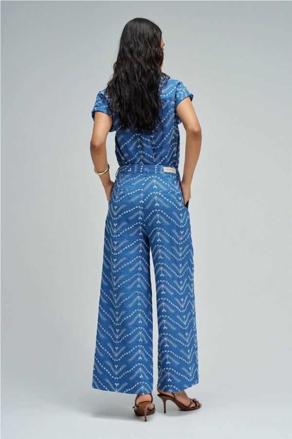 Pantalón Salsa chino cropped wide con...