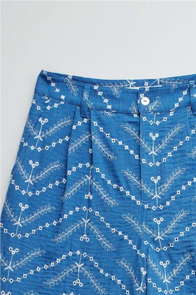 Pantalón Salsa chino cropped wide con bordados