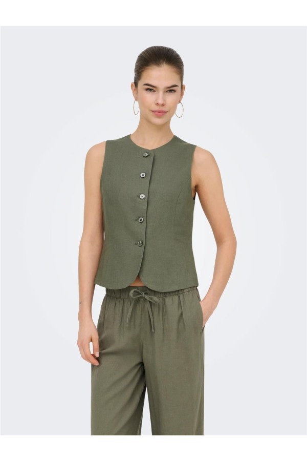 Chaleco Only Goa de lino