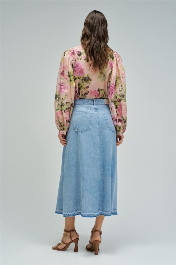Falda Salsa midi en lightdenim