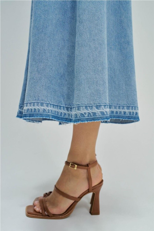 Falda Salsa midi en lightdenim