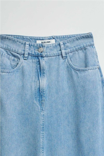 Falda Salsa midi en lightdenim