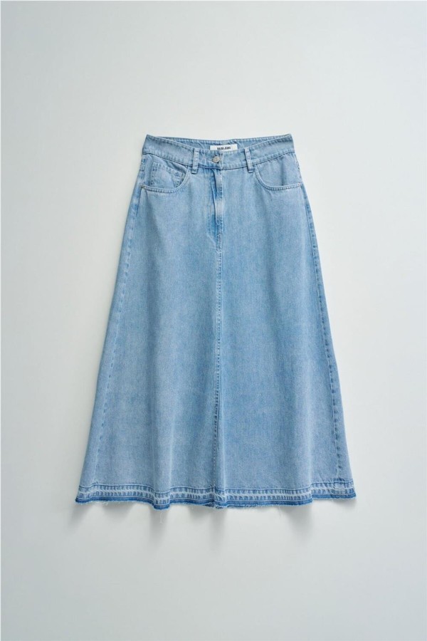 Falda Salsa midi en lightdenim