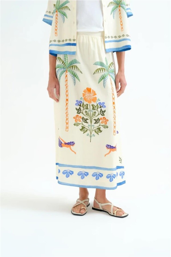 Falda larga Compañía Fantástica de estampado Palm Mermaid
