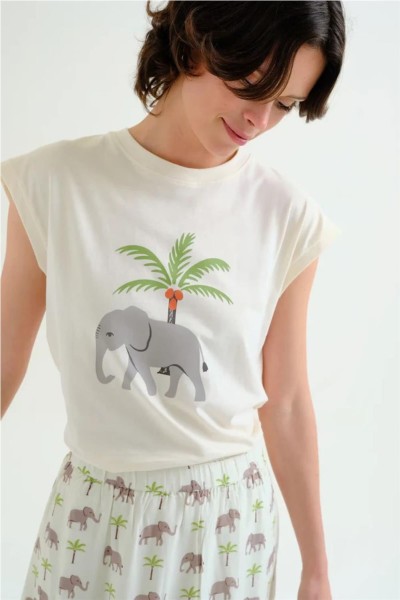 Camiseta Compañía Fantástica con estampado elefante y palmera