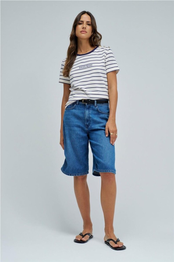 Camiseta Salsa de rayas con branding