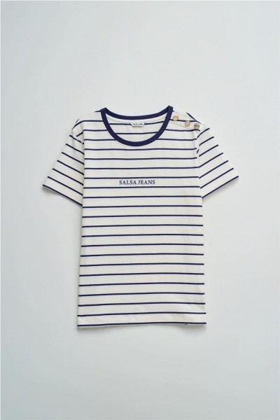 Camiseta Salsa de rayas con branding