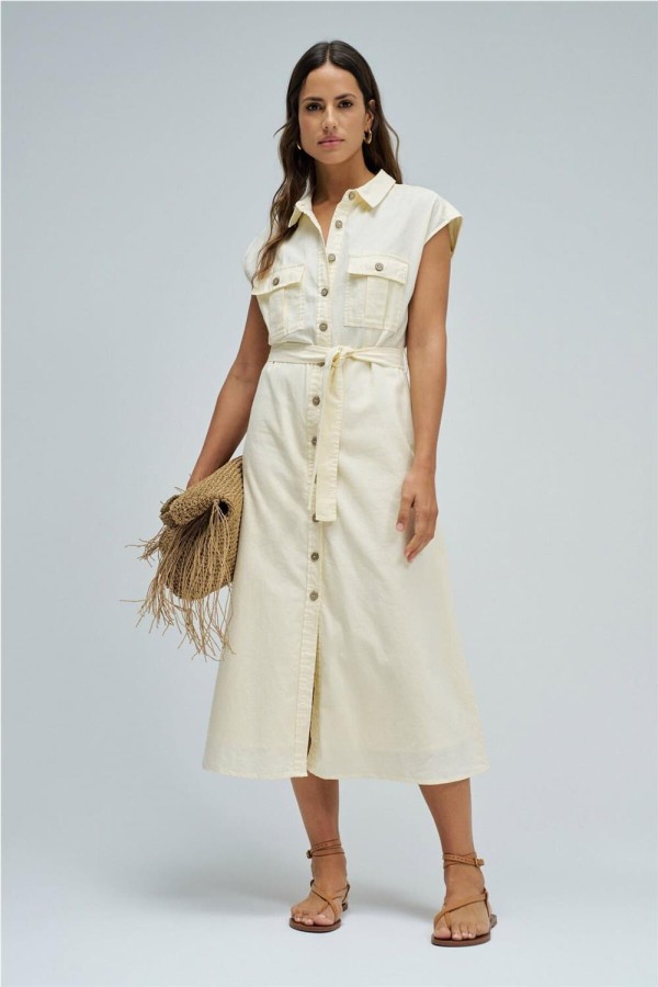 Vestido Salsa midi con lino