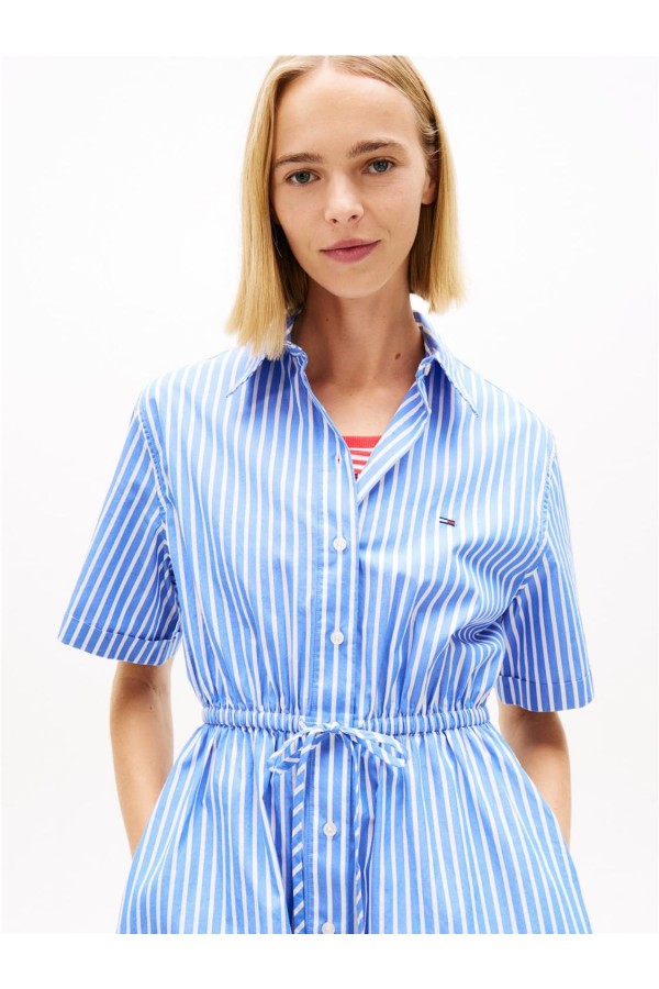 Vestido camisero Tommy Jeans de popelín con rayas