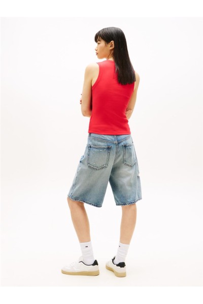 Camiseta Tommy Jeans slim acanalada de cuello redondo amplio