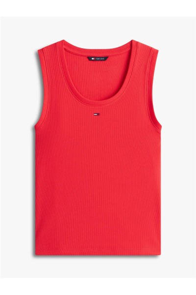 Camiseta Tommy Jeans slim acanalada de cuello redondo amplio