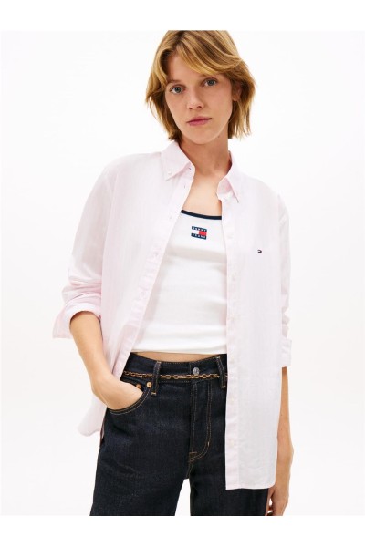 Camisa Tommy Jeans de popelín con cuello con botones