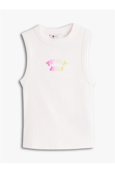 Camiseta Tommy Jeans acanalada con logo en bubble