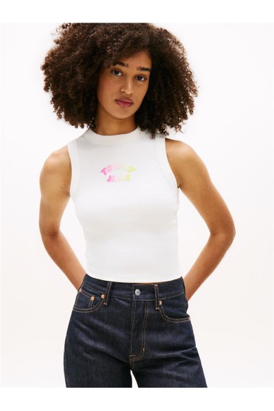 Camiseta Tommy Jeans acanalada con logo en bubble