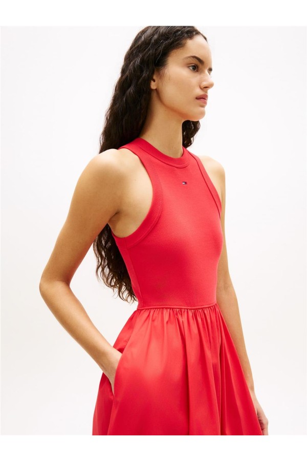 Vestido largo Tommy Jeans slim sin mangas de popelín 2