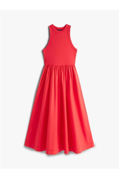 Vestido largo Tommy Jeans slim sin mangas de popelín