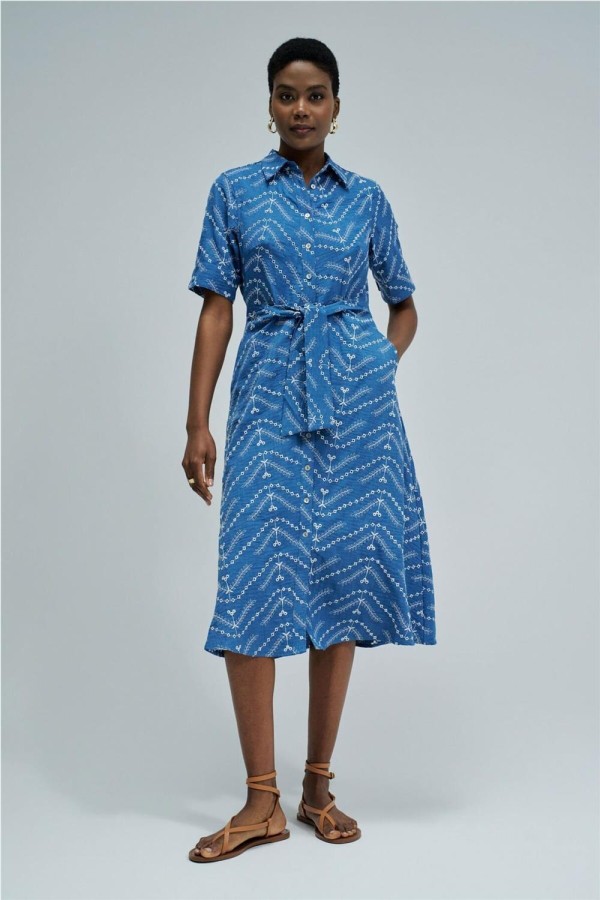 Vestido camisero Salsa midi con bordados