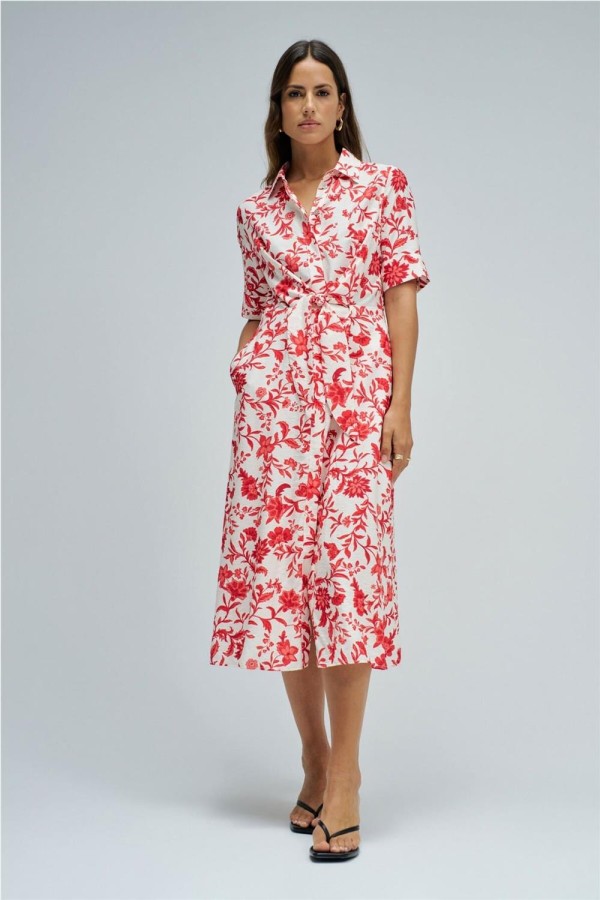 Vestido Salsa camisero con patrón floral