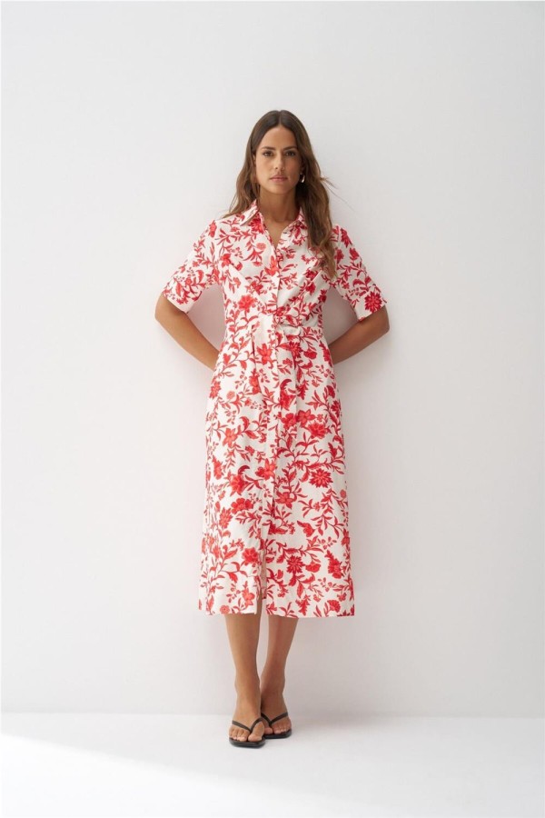 Vestido Salsa camisero con patrón floral