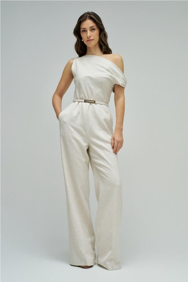 Mono Salsa de lino con pierna wide leg