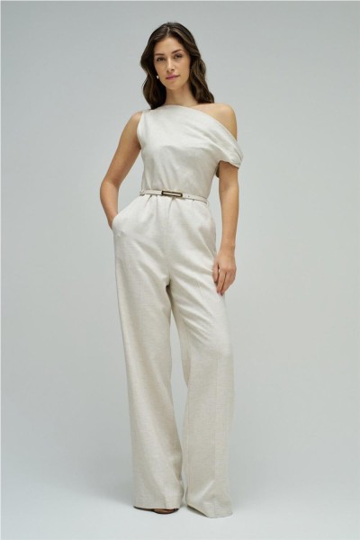 Mono Salsa de lino con pierna wide leg